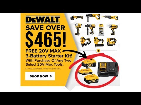 FREE DeWALT 20V 3-Battery Starter Kit With Purchase Of 2 Bare Tools!