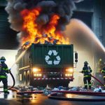 Flames Erupt from Recycling Truck! Quick Action Saves the Day.